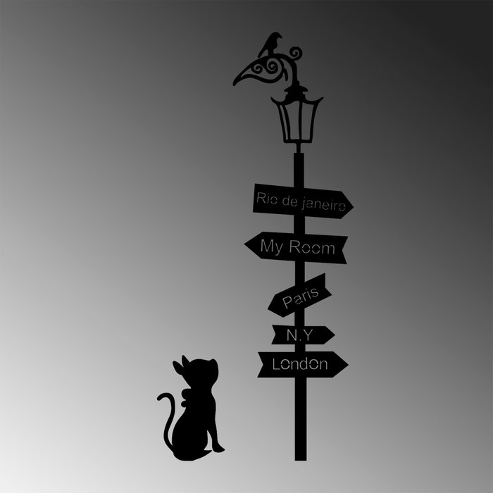 Wallity Where To Go ? Escultura de pared metálica negra Wallity Where To Go ? Escultura de pared metálica negra